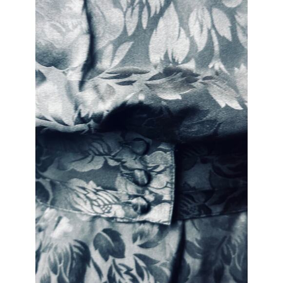 Silk Studio Black 100% Silk Floral Pattern Long Sleeve High Neck Dress Women's 4 - Picture 6 of 7